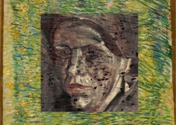 Van Gogh portrait under Grasgrond Print