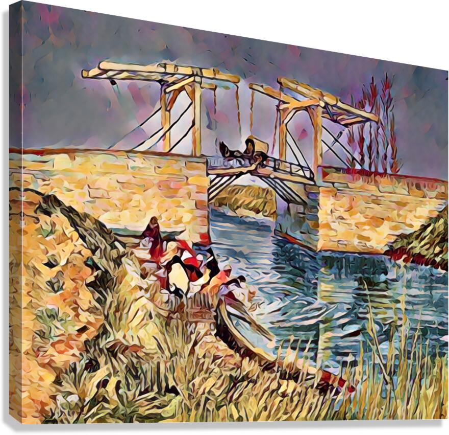 the langlois bridge dig oil2 Canvas Print