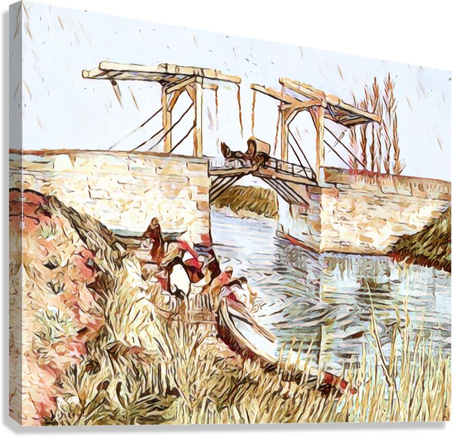 the langlois bridge dig watercolor Canvas Print