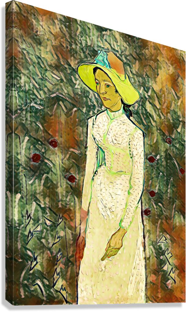 van gogh 1890 girl in white digitized pastel  Canvas Print