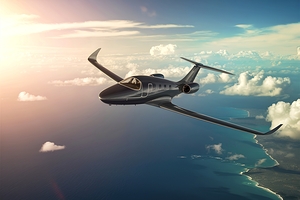 Airplane in sky background