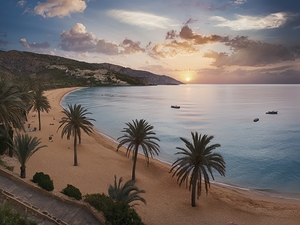 Beach in Mediterranean sea at sunset Turkey 5