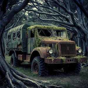 abandoned rusty army military truck in the forest 1722607897.5005