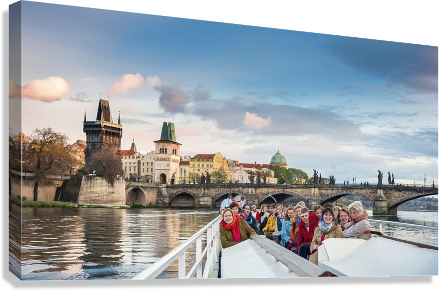 Touristic boat near the Charles bridge in Prague  1722607523.4841 Canvas Print