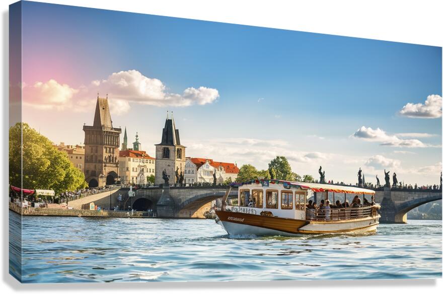 Touristic boat near the Charles bridge in Prague  1722607534.9764 Canvas Print