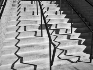 Shadows Steps and Rails BW by Eduardo Palazuelos
