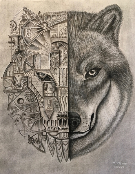 Mechanical Wolf Print