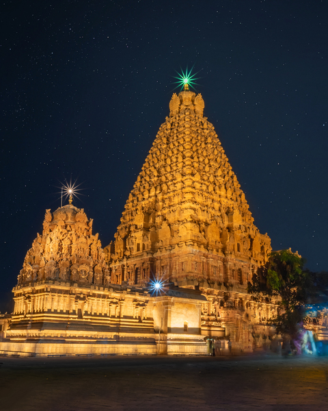 Thanjavur Brihadeeswarar Temple Night Capture  Temples of India Print
