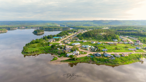 Birds Eye Serenity: Aerial View of Sandy Bay Saskatchewan in Summer