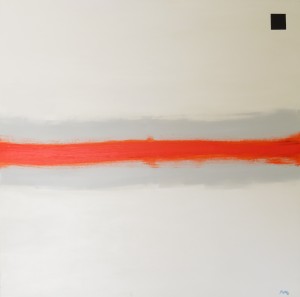 Orange Horizon on Gray. Sunset 