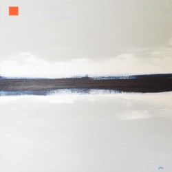 Blue horizon on white Midday