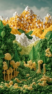 a whimsical and imaginative landscape scene 