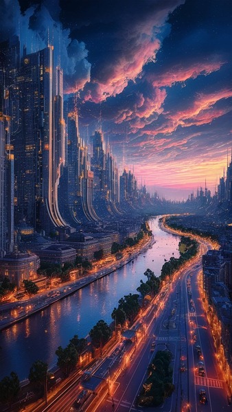 a mesmerizing 3d render of a futuristic cityscape by KH ALSAWY