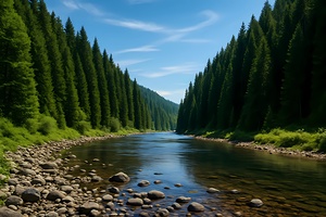 Serene Mountain River Landscape