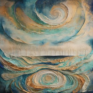 Abstract Textile Art Piece Depicting Dreamlike Oc