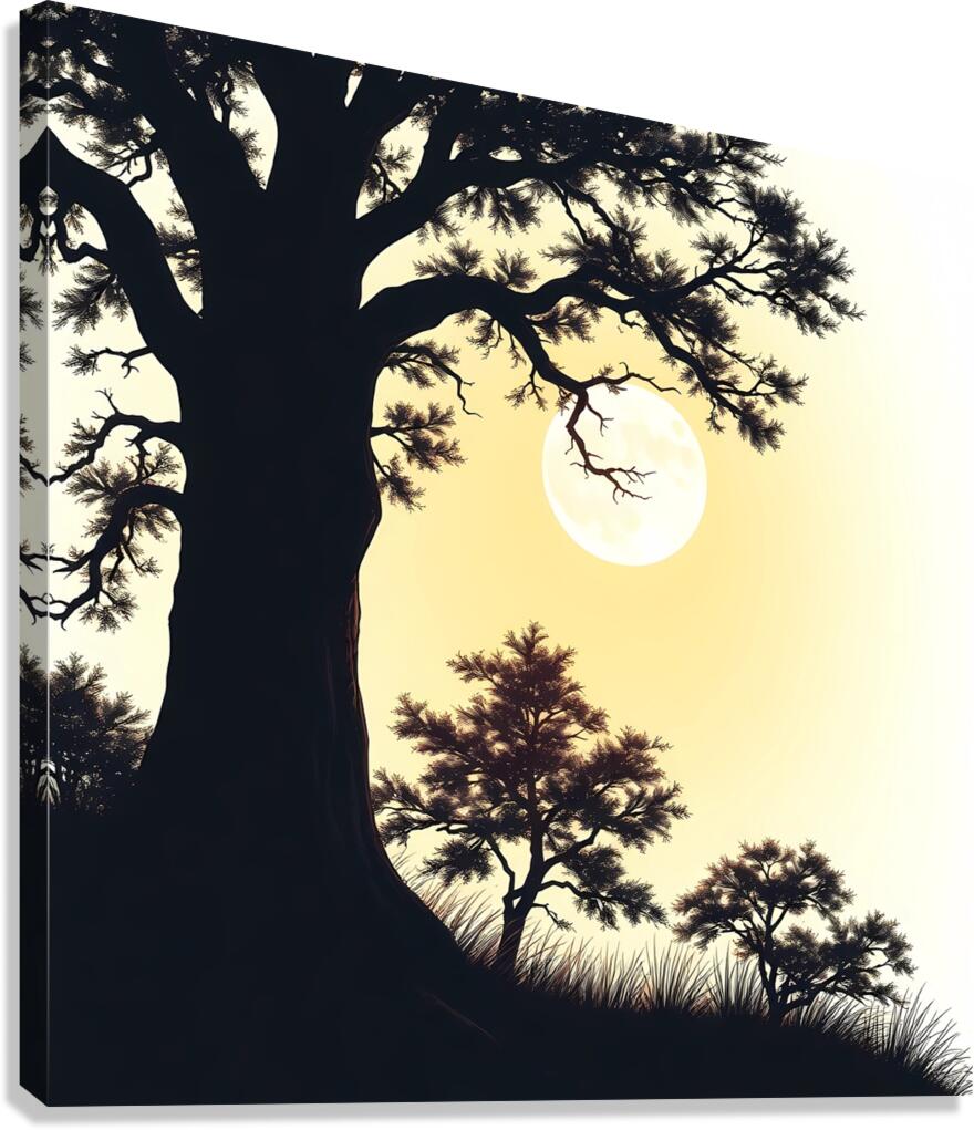 Moonlit Serenity: A Dance of Shadows and Light Canvas Print