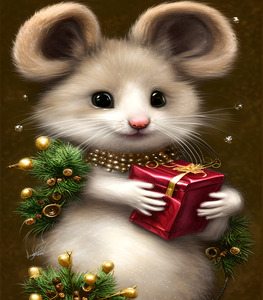 Fantasy Mouse Portrait With Gift