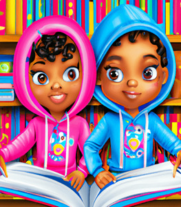 Happy African American Boy And Girl Cartoon R