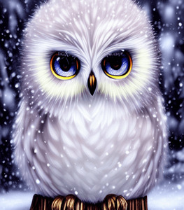 Kawaii Fluffy White Owl
