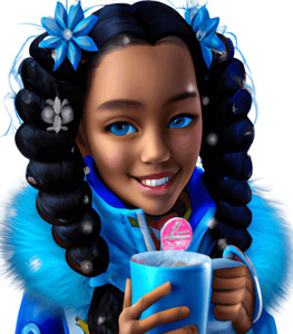 Melanin Girl In A Blue Snowsuit