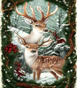 Whimsical Detailed Fantasy Christmas Fawn