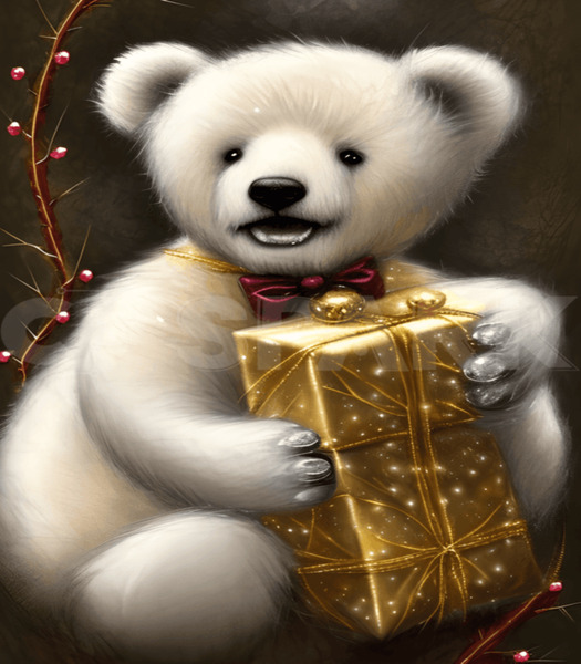 Fantasy Fluffy Tiny Polar Teddy Bear Print
