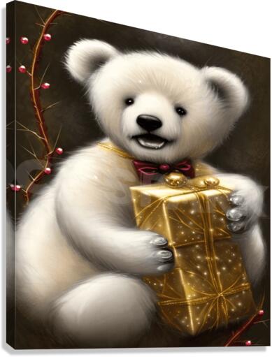 Fantasy Fluffy Tiny Polar Teddy Bear Canvas Print