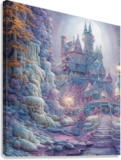 Whimsical Hyper Detailed Ice Castle Landscape Canvas Print