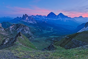 Passo Giau Sunrise at Dolomites Mountain Panorama - Italy