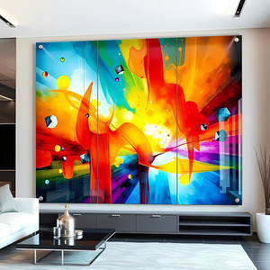 Vibrant Phoenix: A Tempered Glass Mural