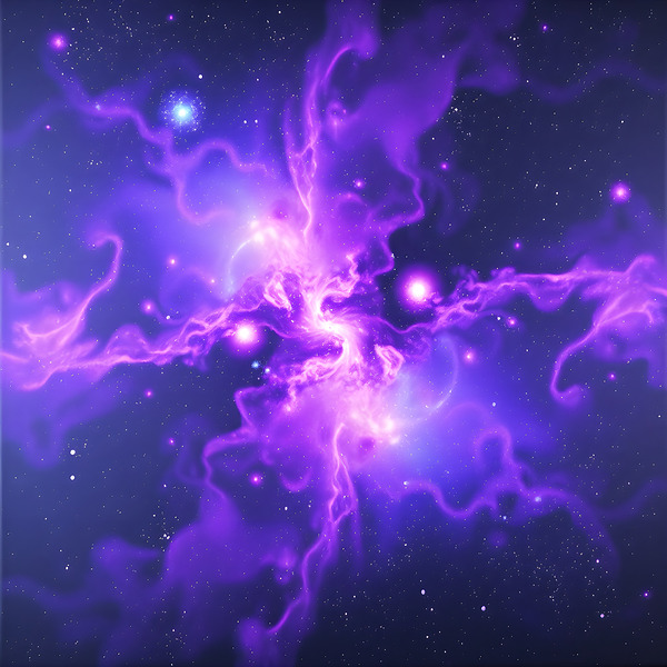 Majestic Purple Nebula in Space: Cosmic Beauty in Violet & White Hues by MEGA