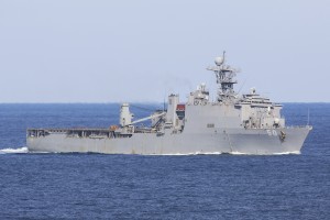 A landing craft air cushion transits the Atlantic Ocean.