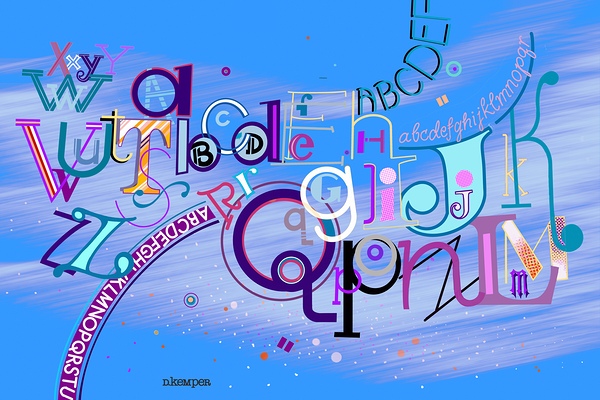 26 Letters Unfettered in a sunny sky by D Kemper