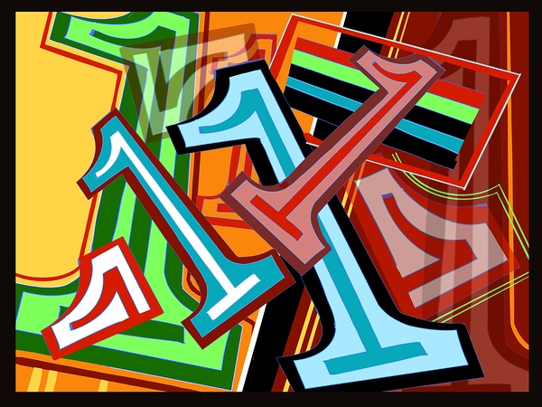 Alphabet Abstractions Numeral 1 by D Kemper