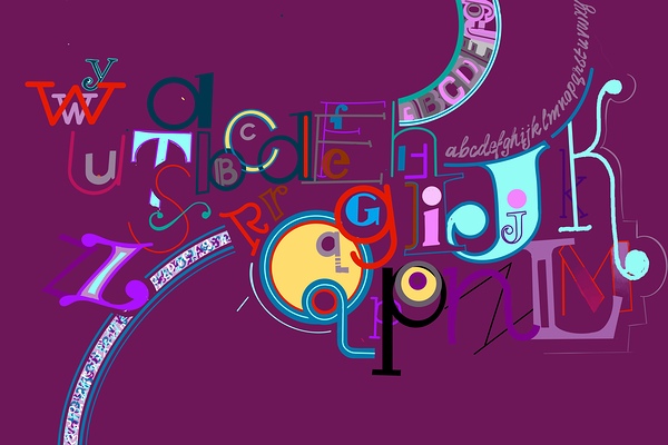 26 Letters Unfettered in a purple sky by D Kemper
