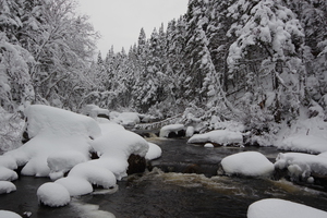 Fresh snow on Triple falls river