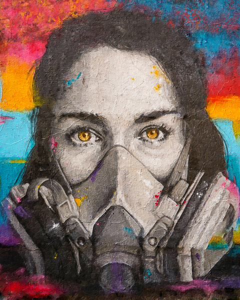 Girl Gas Mask Print