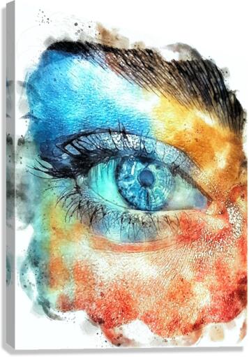 Blue Eye Watercolor Canvas Print