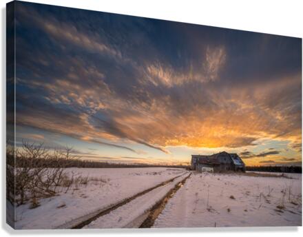 Firery Sunset Barn Canvas Print