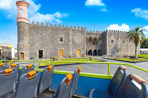 Central plaza in historic centre and colorful colonial architecture of Cuernavaca in Mexico Morelos