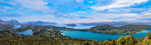 Argentina Patagonia scenic panoramic landscapes of Isla Victoria and Andes from Cerro Campanario