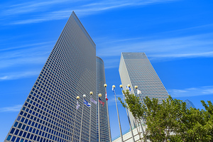 USA streets of Portland city downtown and financial center