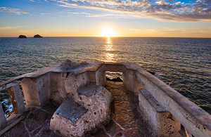 Famous Mazatlan sea promenade El Malecon with ocean lookouts a