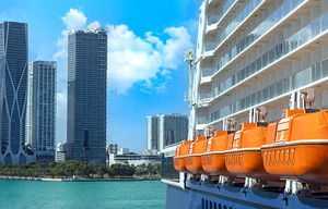 Cruise ship departing to Caribbean vacation from Miami port