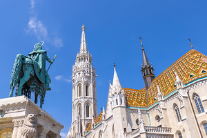 Matthias Church on Fisherman Bastion in Budapest historic center near Buda Castle