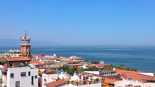 Mexico panoramic view of Puerto Vallarta near sea promenade Mal by Elijah Lovkoff