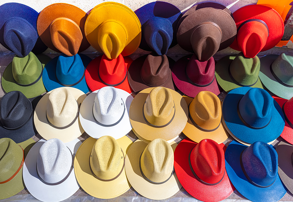 Leon colorful hats and sombreros for sale in Leons historic city center one of the main city tourist attractions by Elijah Lovkoff