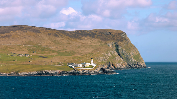 Scotland Shetland scenery in England with cliffs ocean views and green pastures by Elijah Lovkoff