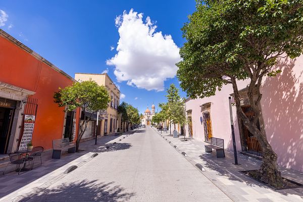 Durango Victoria de Durango colonial and colorful historic city center near central Plaza de Armas and Cathedral Basilica by Elijah Lovkoff