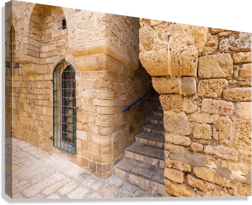 Israel Tel Aviv Namal Yafo historic Old Jaffa port with art galleries boutiques and old houses Canvas Print